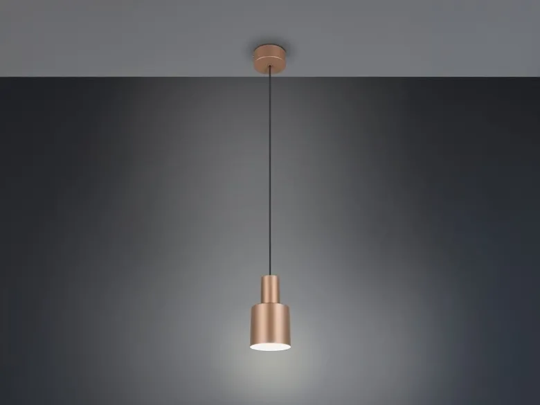 Kleine Pendelleuchte AGUDO mit Metall Lampenschirm Coffee, Ø 12cm