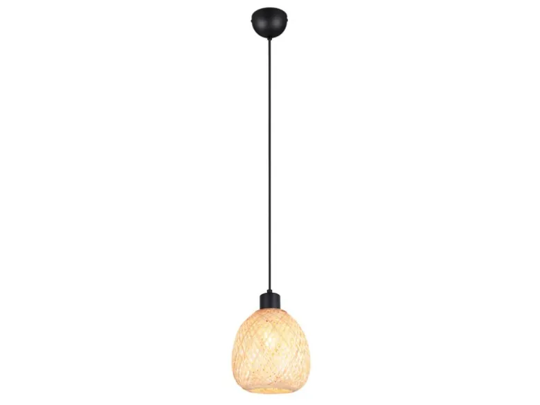 Kleine Pendelleuchte AMELIE Korblampe aus geflochtenem Bambus, Ø 18cm