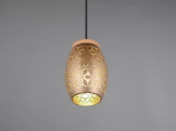 Kleine Pendelleuchte BIDAR in Coffee mit ausgefallenem Stanzmuster, Ø 15cm