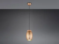 Kleine Pendelleuchte BIDAR in Coffee mit ausgefallenem Stanzmuster, Ø 15cm