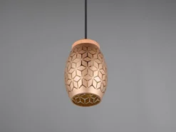Kleine Pendelleuchte BIDAR in Coffee mit ausgefallenem Stanzmuster, Ø 15cm