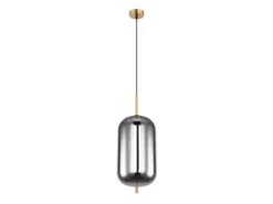 Kleine Pendelleuchte BLACKY Messing 1-flammig mit Rauchglas, Ø 22cm
