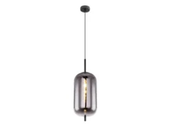 Kleine Pendelleuchte BLACKY Schwarz 1-flammig mit Rauchglas, Ø 22cm