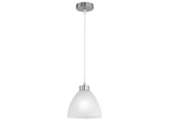 Kleine Pendelleuchte DALLAS 1-flammig mit Glas Lampenschirm Weiß, Ø 20cm