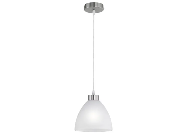 Kleine Pendelleuchte DALLAS 1-flammig mit Glas Lampenschirm Weiß, Ø 20cm