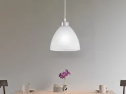 Kleine Pendelleuchte DALLAS 1-flammig mit Glas Lampenschirm Weiß, Ø 20cm