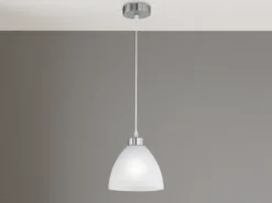 Kleine Pendelleuchte DALLAS 1-flammig mit Glas Lampenschirm Weiß, Ø 20cm