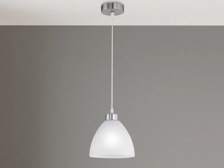 Kleine Pendelleuchte DALLAS 1-flammig mit Glas Lampenschirm Weiß, Ø 20cm