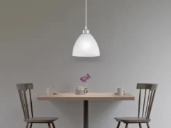 Kleine Pendelleuchte DALLAS 1-flammig mit Glas Lampenschirm Weiß, Ø 20cm