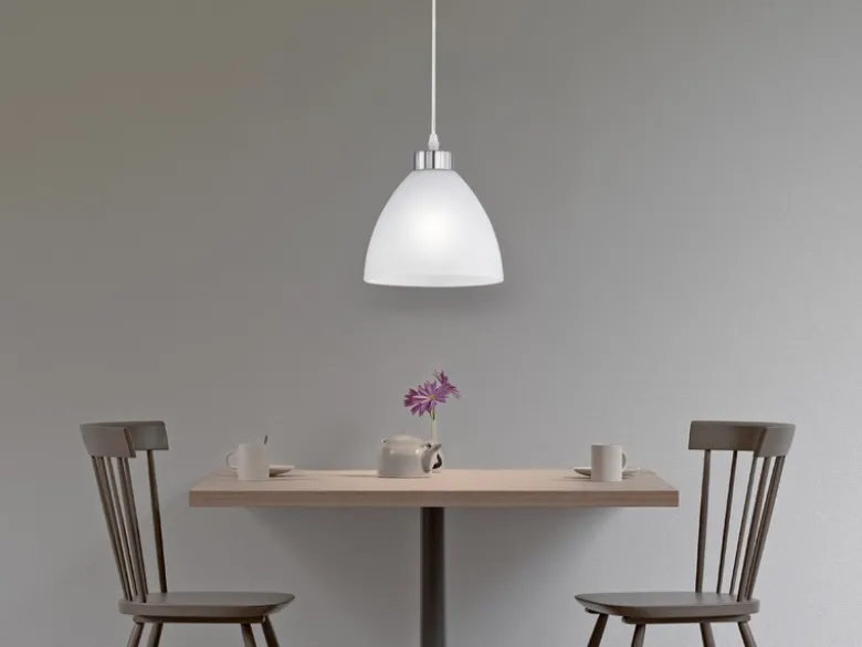 Kleine Pendelleuchte DALLAS 1-flammig mit Glas Lampenschirm Weiß, Ø 20cm