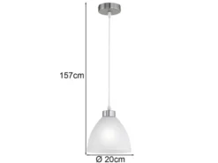 Kleine Pendelleuchte DALLAS 1-flammig mit Glas Lampenschirm Weiß, Ø 20cm