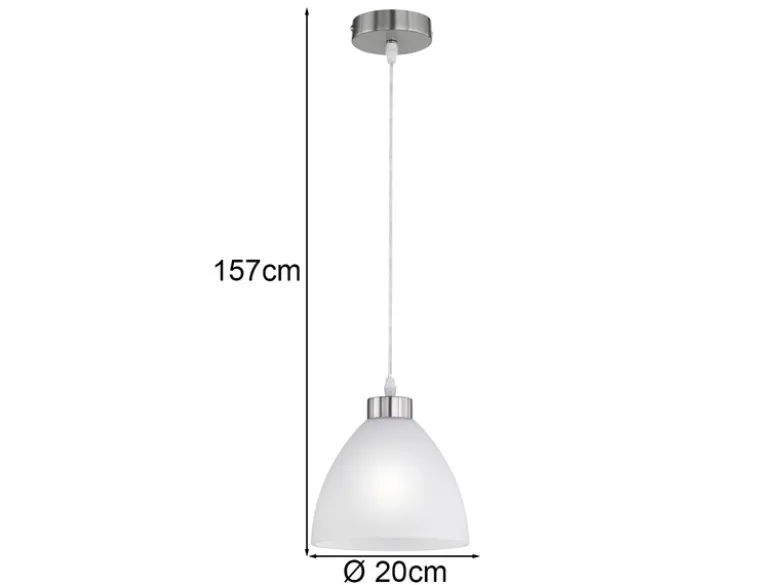 Kleine Pendelleuchte DALLAS 1-flammig mit Glas Lampenschirm Weiß, Ø 20cm