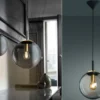 Kleine Pendelleuchte DINI 1-flammig mit Glaskugel aus Rauchglas, Ø 25cm