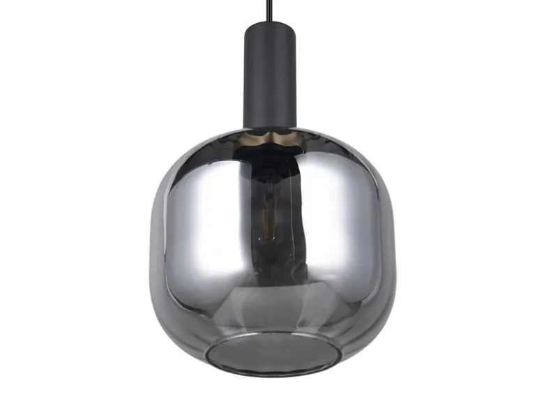 Kleine Pendelleuchte DIVA 1-flammig mit Glasschirm Chrom bedampft, Ø 20cm