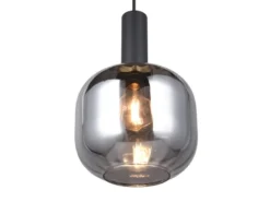 Kleine Pendelleuchte DIVA 1-flammig mit Glasschirm Chrom bedampft, Ø 20cm