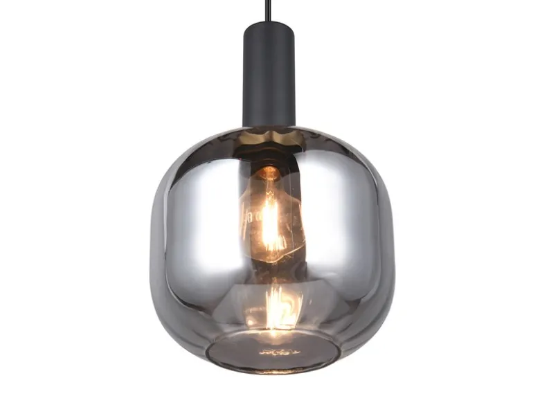 Kleine Pendelleuchte DIVA 1-flammig mit Glasschirm Chrom bedampft, Ø 20cm