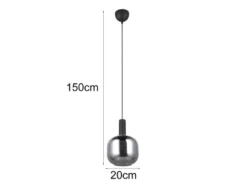 Kleine Pendelleuchte DIVA 1-flammig mit Glasschirm Chrom bedampft, Ø 20cm
