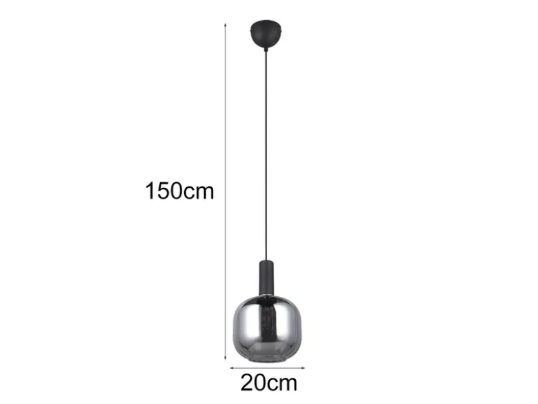 Kleine Pendelleuchte DIVA 1-flammig mit Glasschirm Chrom bedampft, Ø 20cm