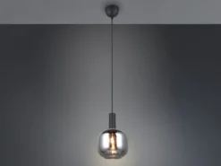 Kleine Pendelleuchte DIVA 1-flammig mit Glasschirm Chrom bedampft, Ø 20cm