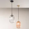 Kleine Pendelleuchte DUKE einflammig mit Glasschirm Bernstein Ø 21cm