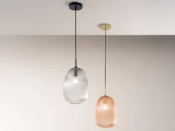 Kleine Pendelleuchte DUKE einflammig mit Glasschirm Bernstein Ø 21cm