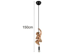 Kleine Pendelleuchte FIPS einflammig Affenlampe Schwarz Gold, Breite 14,5cm
