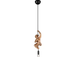 Kleine Pendelleuchte FIPS einflammig Affenlampe Schwarz Gold, Breite 14,5cm