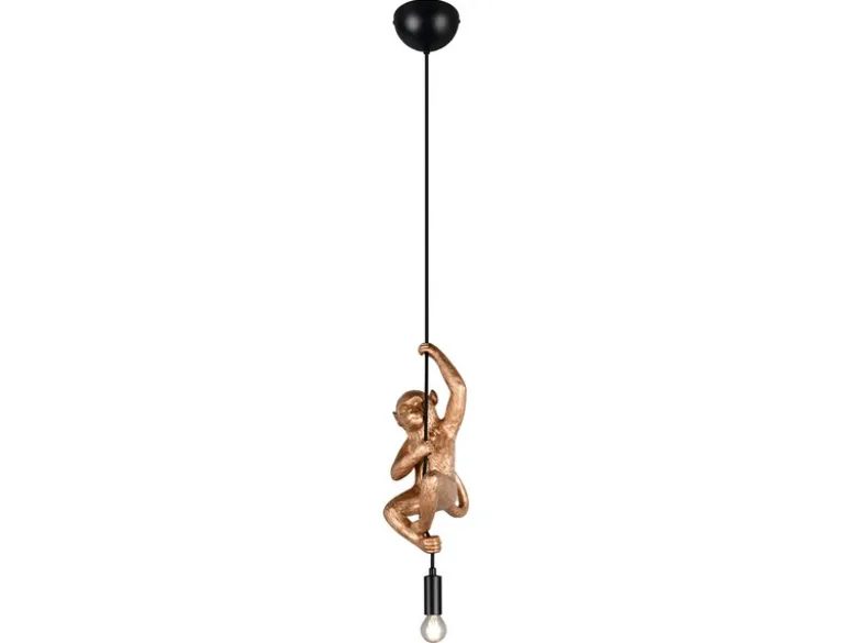 Kleine Pendelleuchte FIPS einflammig Affenlampe Schwarz Gold, Breite 14,5cm