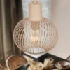 Kleine Pendelleuchte GILA mit Gitter Lampenschirm Beige, Ø 23cm