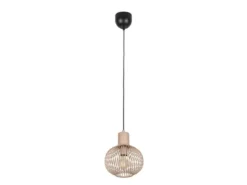 Kleine Pendelleuchte GILA mit Gitter Lampenschirm Beige, Ø 23cm