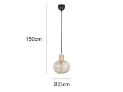Kleine Pendelleuchte GILA mit Gitter Lampenschirm Beige, Ø 23cm
