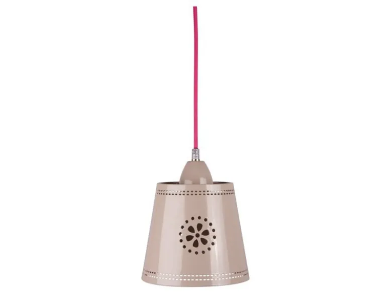 Kleine Pendelleuchte im Landhausstil, Lampenschirm Metall Beige Ø 17,5cm