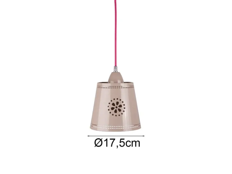 Kleine Pendelleuchte im Landhausstil, Lampenschirm Metall Beige Ø 17,5cm