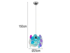 Kleine Pendelleuchte IRIDE aus irisierendem Kunststoff, Ø 25cm