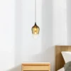 Kleine Pendelleuchte LAVUS 1-flammig Glas Lampenschirm Gold, Ø 18cm