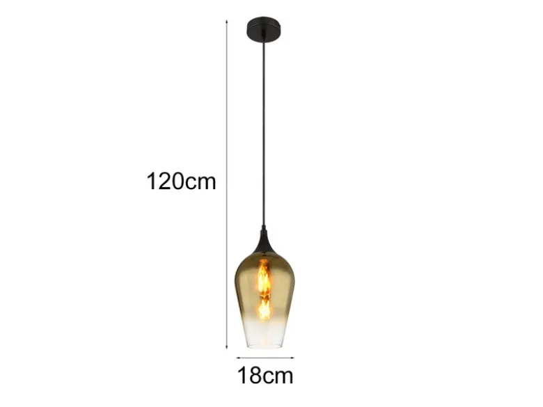 Kleine Pendelleuchte LAVUS 1-flammig Glas Lampenschirm Gold, Ø 18cm