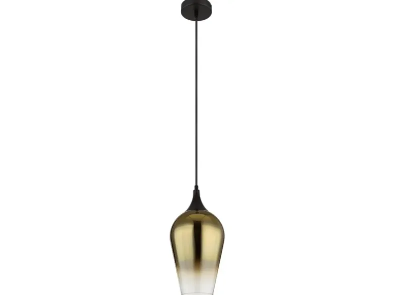 Kleine Pendelleuchte LAVUS 1-flammig Glas Lampenschirm Gold, Ø 18cm