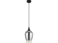 Kleine Pendelleuchte LAVUS 1-flammig Rauchglas Lampenschirm, Ø 18cm