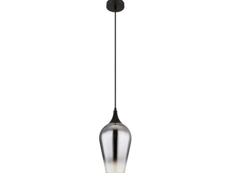 Kleine Pendelleuchte LAVUS 1-flammig Rauchglas Lampenschirm, Ø 18cm