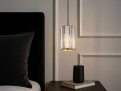 Kleine Pendelleuchte RUN einflammig mit Rauchglas Kristall Ø 13,5cm