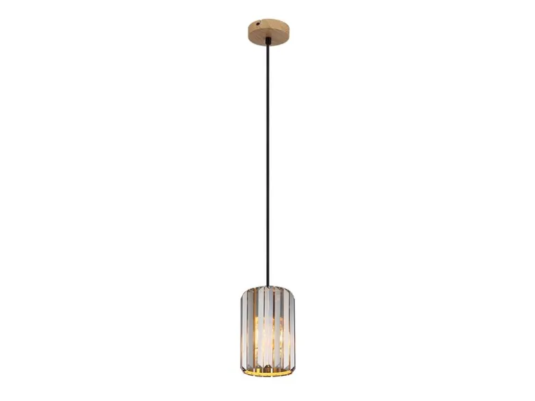 Kleine Pendelleuchte RUN einflammig mit Rauchglas Kristall Ø 13,5cm