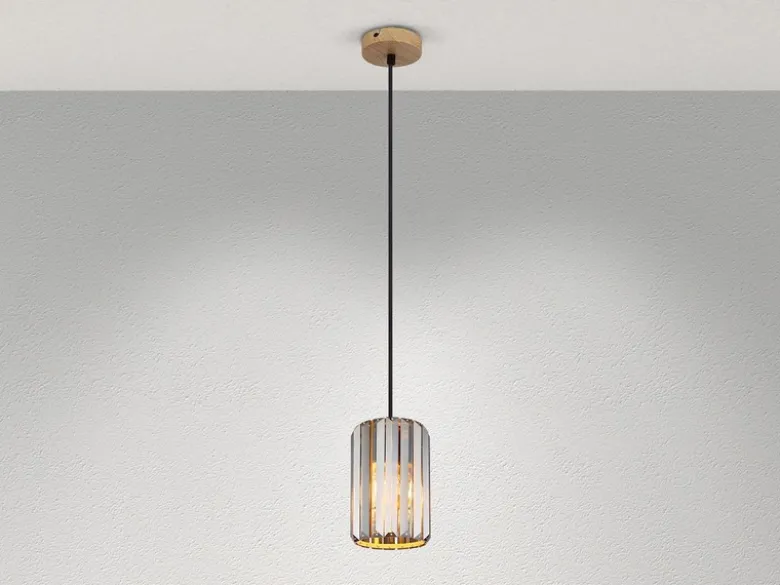 Kleine Pendelleuchte RUN einflammig mit Rauchglas Kristall Ø 13,5cm