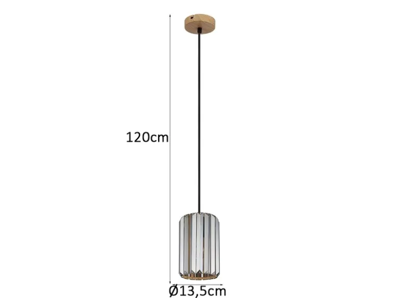 Kleine Pendelleuchte RUN einflammig mit Rauchglas Kristall Ø 13,5cm