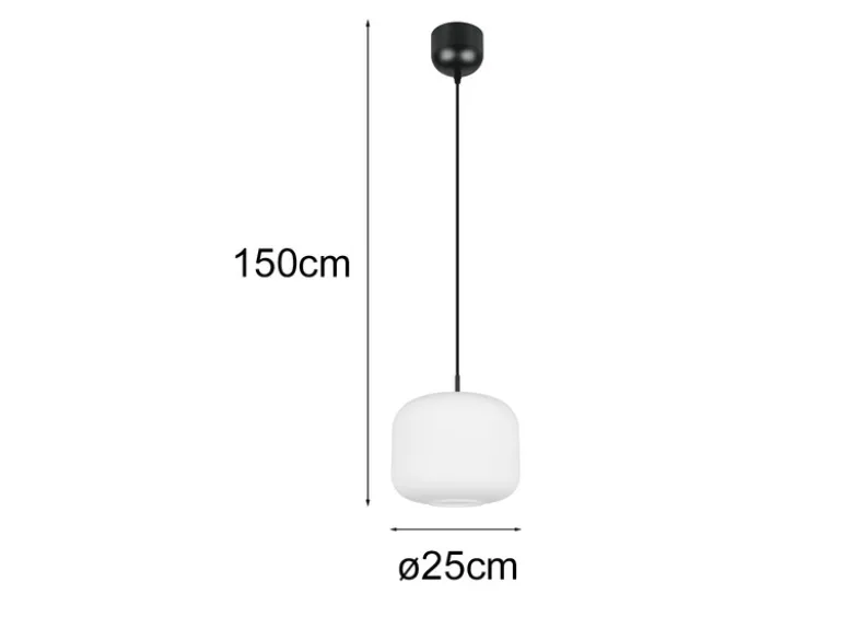 Kleine Pendelleuchte SIGNE einflammig mit Glas Lampenschirm Weiß Ø 25cm