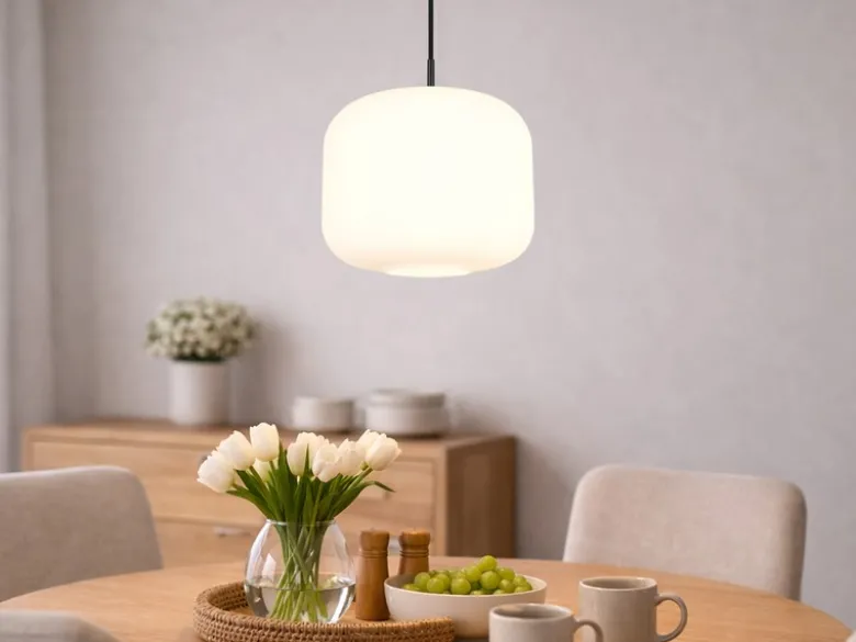 Kleine Pendelleuchte SIGNE einflammig mit Glas Lampenschirm Weiß Ø 25cm
