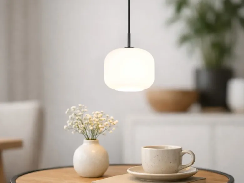Kleine Pendelleuchte SIGNE einflammig mit Glas Lampenschirm Weiß Ø 15cm