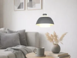 Kleine Pendelleuchte TILOS skandinavisch mit Metall- & Glasschirm Ø 23cm