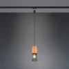 Kleine Pendelleuchte TOSH mit Holz Ø 8cm für DUOline Schienensystem