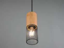 Kleine Pendelleuchte TOSH mit Holz Ø 8cm für DUOline Schienensystem