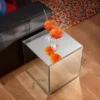 Kleiner Beistelltisch LEANA Würfel mit Spiegelglas, Höhe 45cm